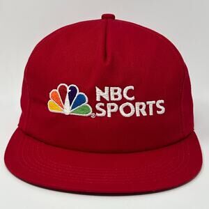 Vintage 80s NBC Sports Hat Baseball Cap K-Products Made In USA Snapback Red